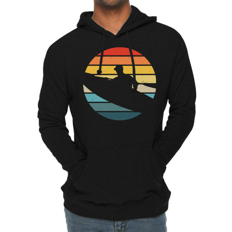 Canoe T  Shirt Canoeing Silhouette On A Distressed Retro Sunset Print Lightweight Hoodie | Artistshot