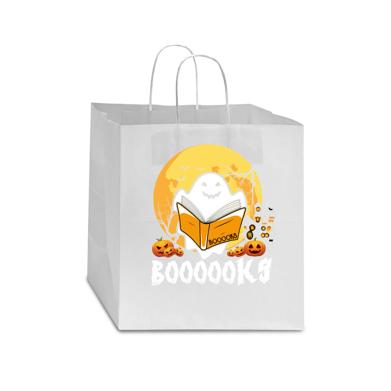 Booooks Ghost Boo Read Books Library Teacher Moon Bookworm Star Paper Bag - 13 X 7 X 13 | Artistshot