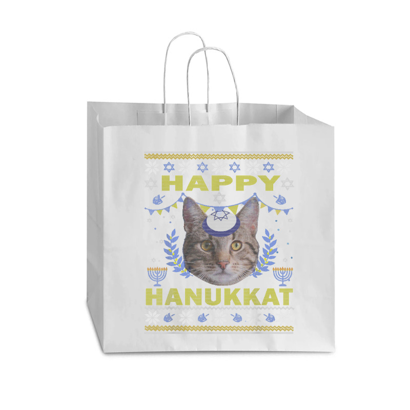 Funny American Wirehair Cat Jewish Holiday Hanukkat Happy T Shirt Vogue Paper Bag - 16 X 6 X 12 | Artistshot