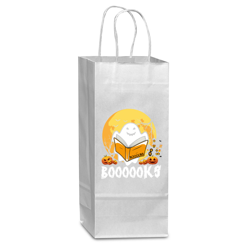 Booooks Ghost Boo Read Books Library Teacher Moon Bookworm Wine Paper Bag - 5 1/2 X 3 1/4 X 13 | Artistshot