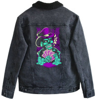 Skull Playing Poker Unisex Sherpa-lined Denim Jacket | Artistshot