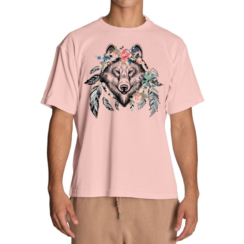 Ethnic Tribal Wolf Head Boho Feather Native American Hippie T Shirt Urban Heavy T-shirt | Artistshot