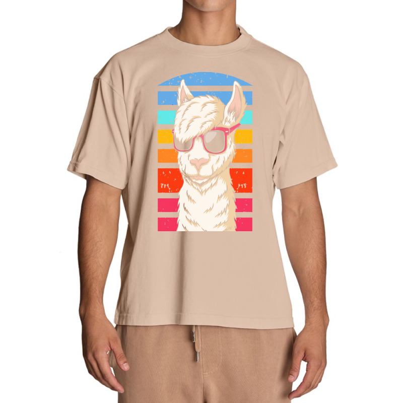 Llama T  Shirt Cool Retrowave Llama With Aesthetic Gradient Colors T Urban Heavy T-shirt | Artistshot