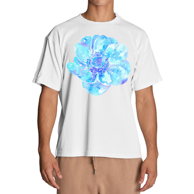 Blue Anemone Flower Painting Red Green Flower Red Green Abstract Water Urban Heavy T-shirt | Artistshot