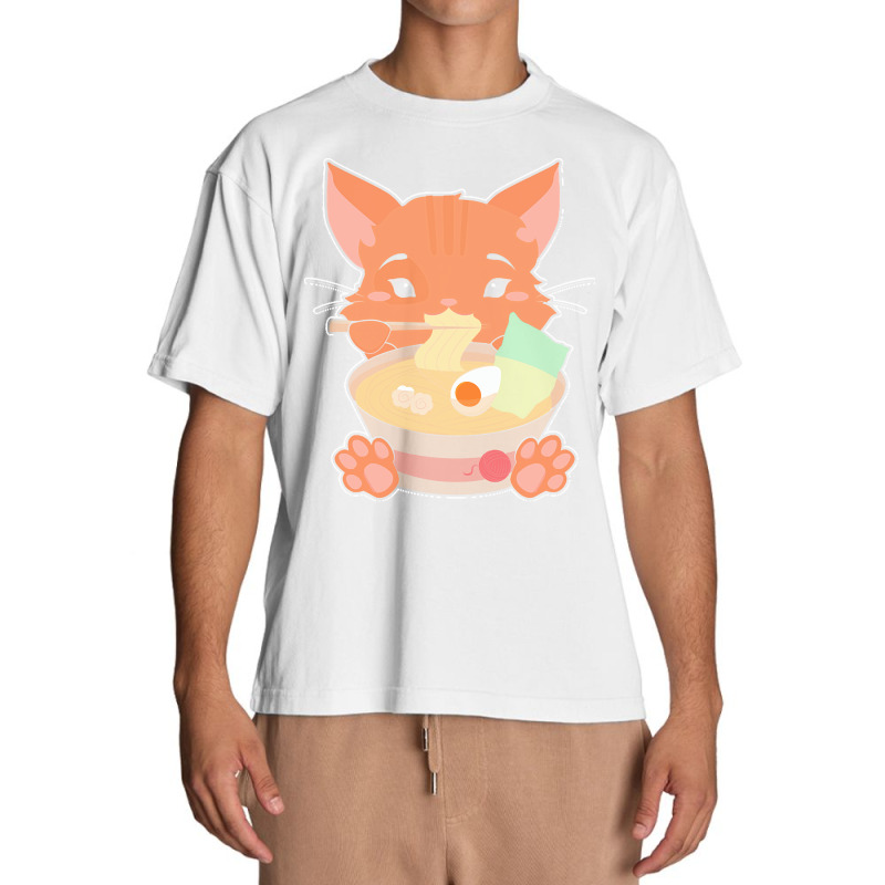 Japanese T  Shirt Anime Cute Cat Japanese Ramen Noodles Kawaii Gift De Urban Heavy T-shirt | Artistshot