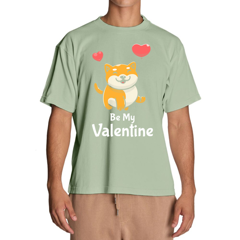 Shiba Inu Lovers T  Shirt Cute Shiba Inu Dog With Red Heart Be My Vale Urban Heavy T-shirt | Artistshot