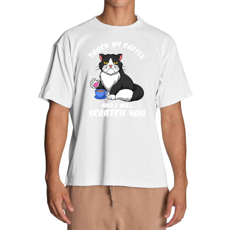 Cute Angry Cat With Coffee Office Work Urban Heavy T-shirt by AdeArt | Artistshot