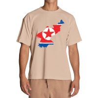 North Korea Map Flag Drawing Line Art Urban Heavy T-shirt | Artistshot