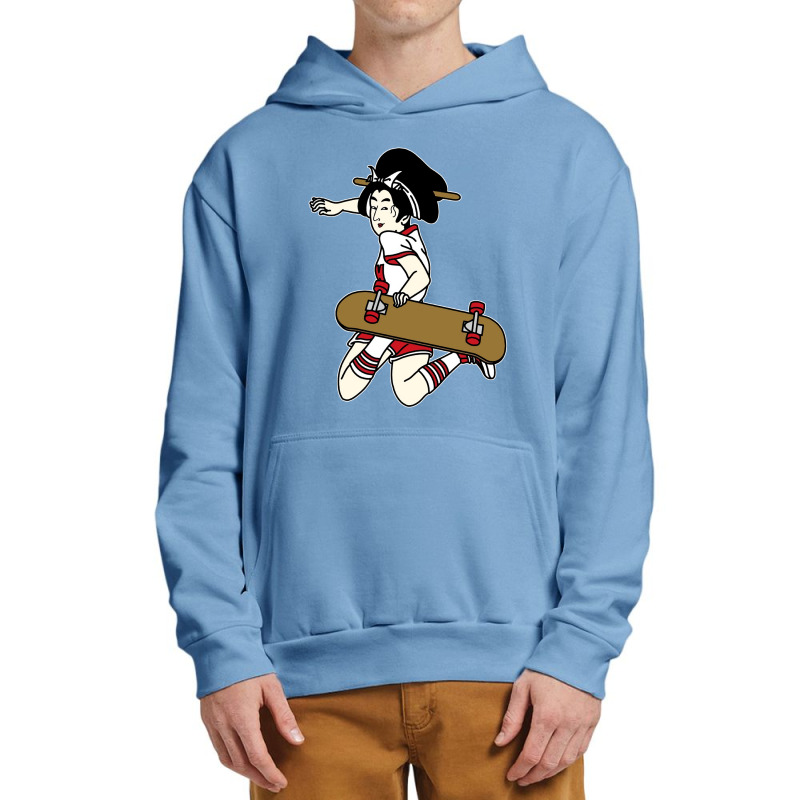 Geisha And Skateboard Urban Pullover Hoodie | Artistshot