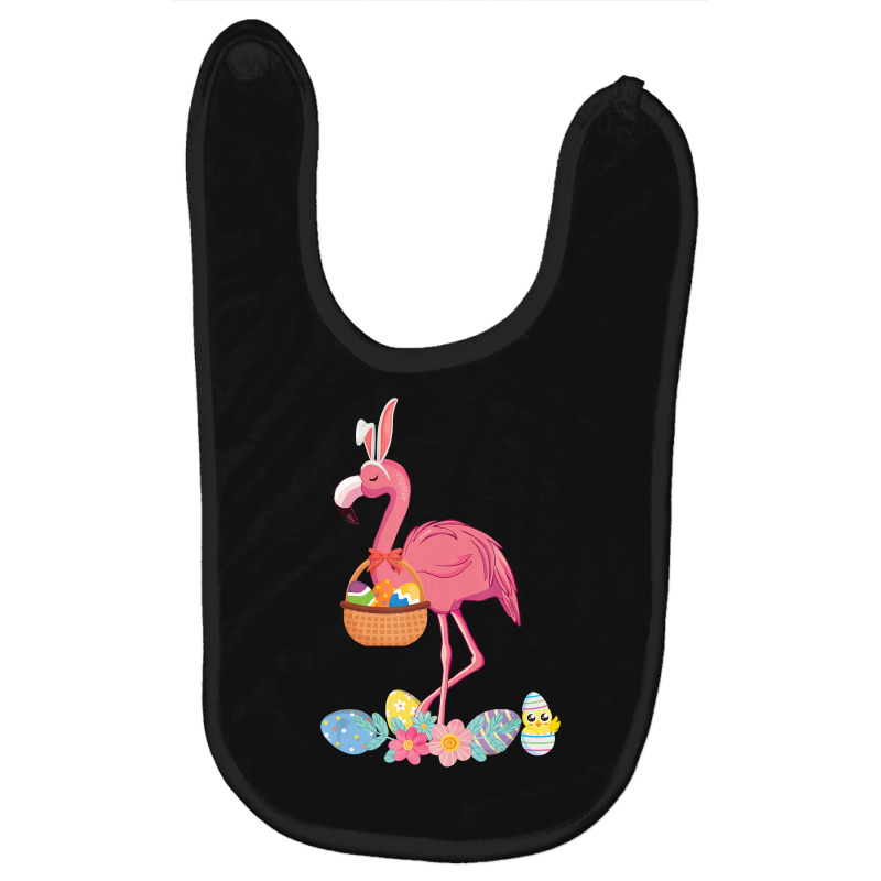 Cute Easter Flamingo With Easter Egg Basket Hunting Gift T Shirt Baby Bibs by hoainv | Artistshot