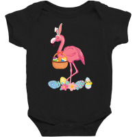 Cute Easter Flamingo With Easter Egg Basket Hunting Gift T Shirt Baby Bodysuit | Artistshot