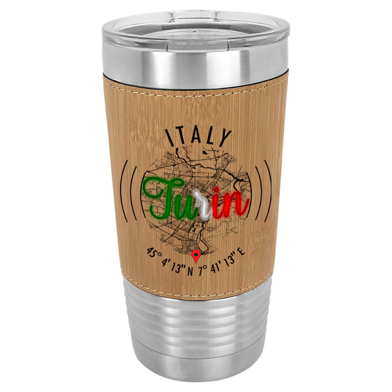 Turin Italy Road Map Art - Earth Tones Leatherette Tumbler | Artistshot