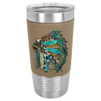 Indian Feather Headdress With Western  Patterns Leatherette Tumbler | Artistshot