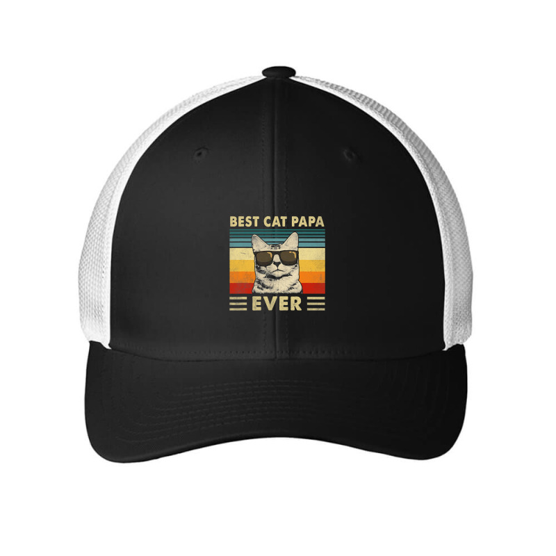 Best Cat Papa Ever  Vintage Retro Cat Dad Father Day Mesh Cap | Artistshot