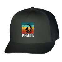 Surf Pipeline Oahu Beach Vintage Retro Surfing T Shirt Trucker Cap | Artistshot