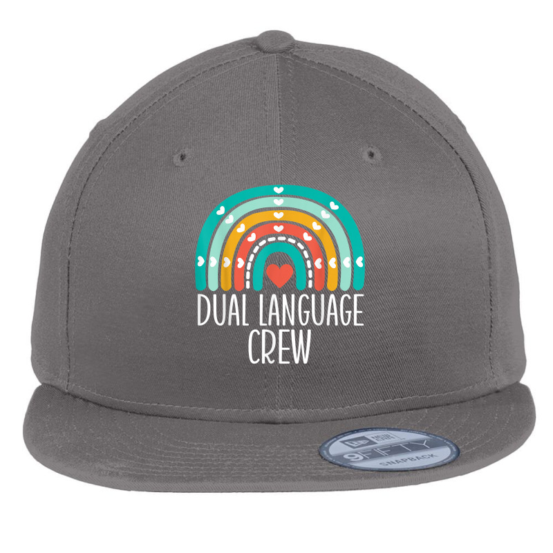 Dual Language Crew Rainbow Bilingual Teacher Dual Language T Shirt Flat Bill Snapback Cap by weidenkifinckvd | Artistshot