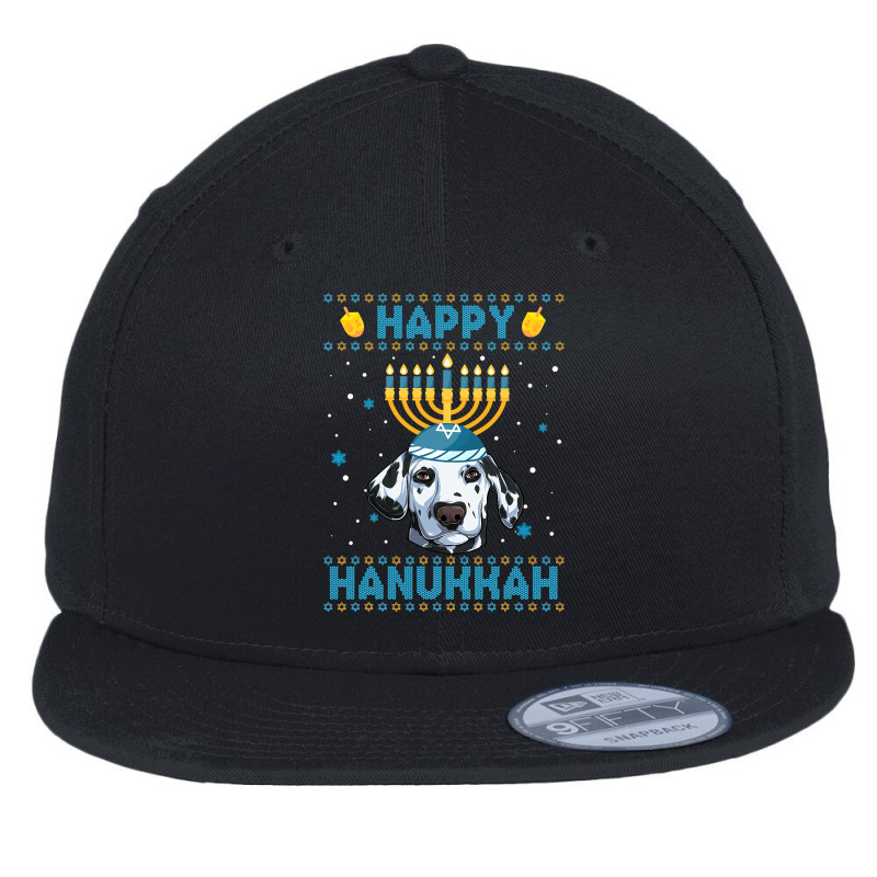 Dalmatian Dog Mens Happy Hanukkah Dalmatian Hanukkah Ugly Sweater Chri Flat Bill Snapback Cap by pester | Artistshot