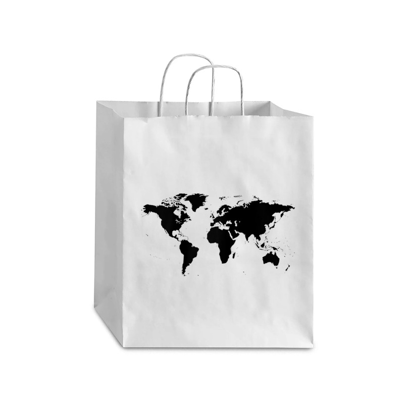 World Map Black Silhouette Countries Continents Raglan Baseball Tee Debie Paper Bag - 10 X 5 X 13 | Artistshot