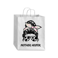 Mother Heifer Farmer Mom Cow Messy Bun Hair Bandana Cow T Shirt Debie Paper Bag - 10 X 5 X 13 | Artistshot