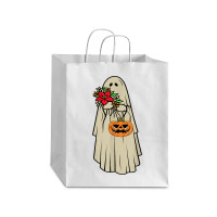 Retro Vintage Groovy Pumpkin Halloween Colors Flower Ghost T Shirt Debie Paper Bag - 10 X 5 X 13 | Artistshot