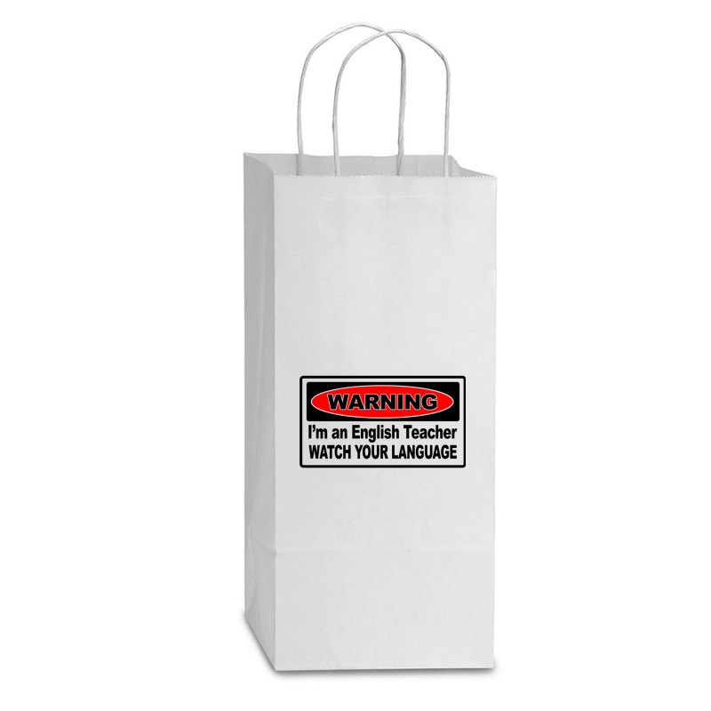 Watch Your Language English Teacher Double Wine Paper Bag - 6 1/2 X 3 1/2 X 12 3/8 | Artistshot