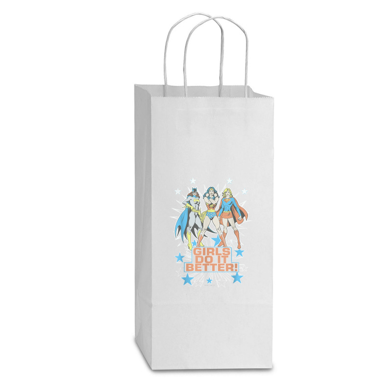 Wonder Woman Supergirl Batgirl Girls Do It Better T Shirt Double Wine Paper Bag - 6 1/2 X 3 1/2 X 12 3/8 | Artistshot