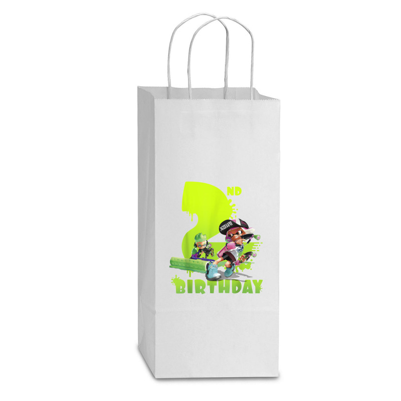 Splatoon Inkling 2nd Birthday Green Splatter Portrait Double Wine Paper Bag - 6 1/2 X 3 1/2 X 12 3/8 | Artistshot