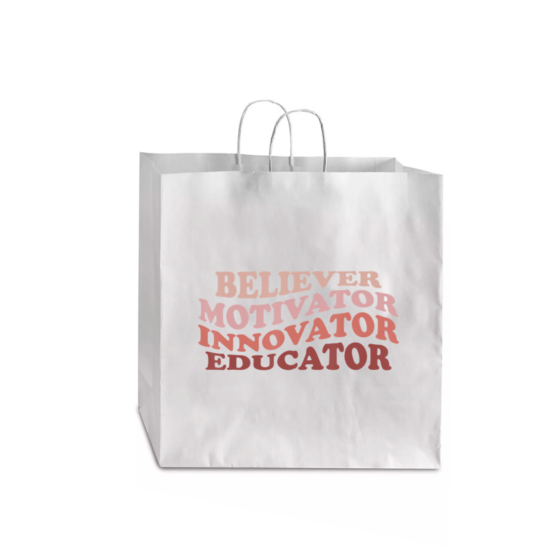 Believer Motivator Innovator Educator Retro Teacher Life Jumbo Paper Bag - 18 X 7 X 18 3/4 | Artistshot