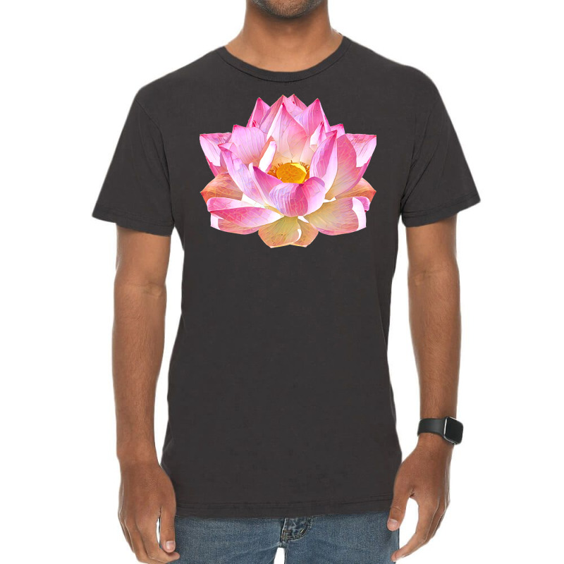 Lotus Flower T  Shirt Pink And Gold Lotus Flower T  Shirt Vintage T-Shirt by victorycanola | Artistshot