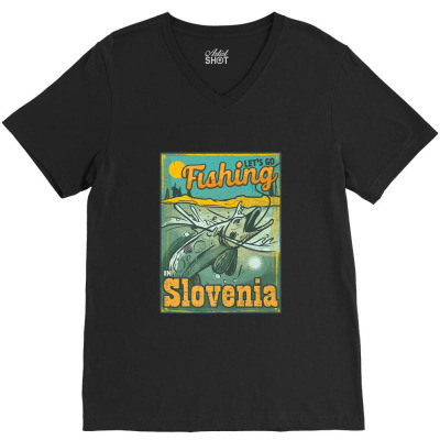 Let's Go Fishing In Slovenia Premium V-neck Tee Designed By Vivu991