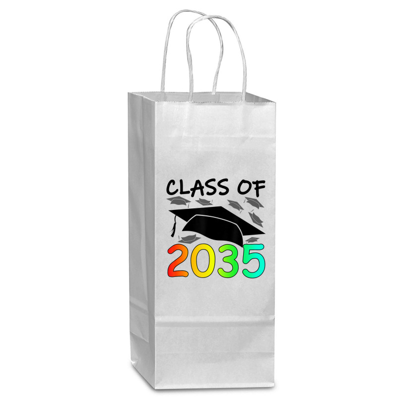 Graduation Class Of 2035 Hand Prints Space Pre-k -12th Grade Wine Paper Bag - 5 1/2 X 3 1/4 X 13 | Artistshot