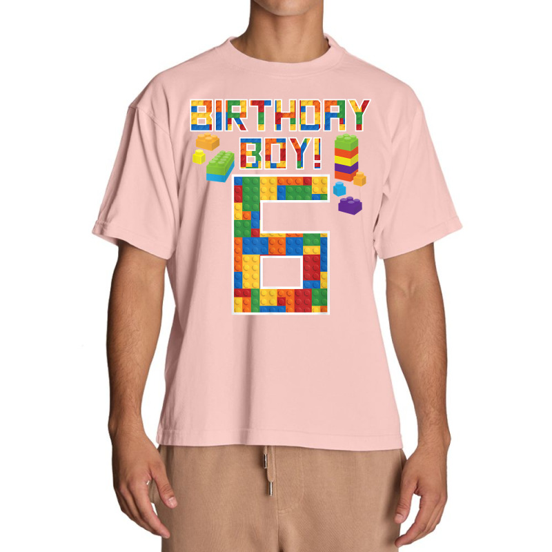 Cute 6th Birthday Gift 6 Years Old Block Building Boys Kids T Shirt Urban Heavy T-shirt by adam.troare | Artistshot