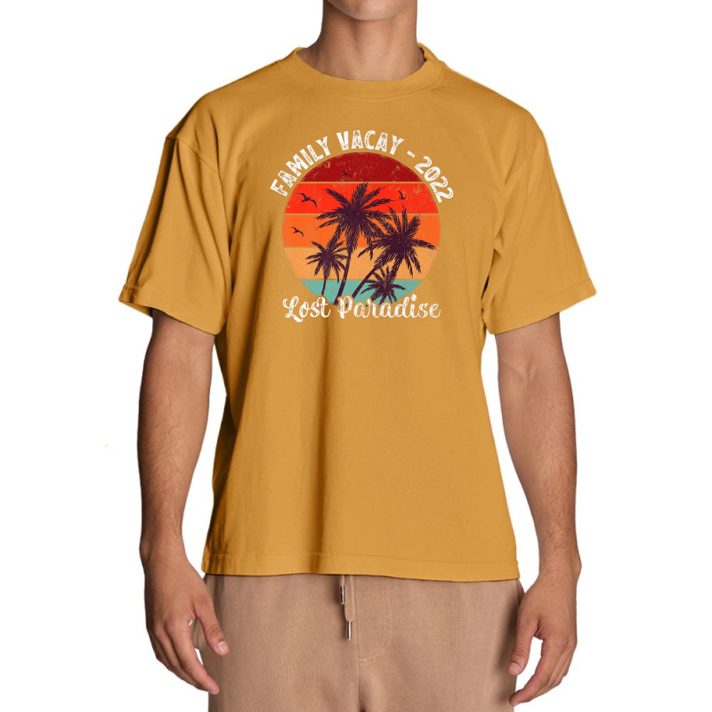 Vintage Palm Tree Family Vacation 2022 Lost Paradise Beach Premium Urban Heavy T-shirt by Tiktify | Artistshot