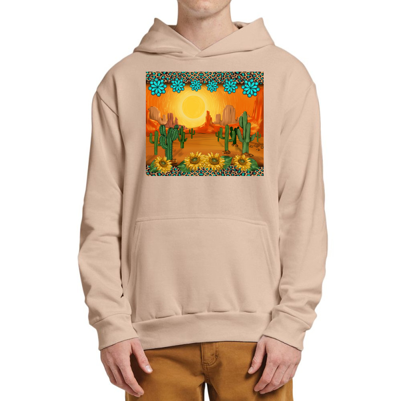 Western Sunset Cactus Sunflowers Gemstones Leopards Urban Pullover Hoodie | Artistshot