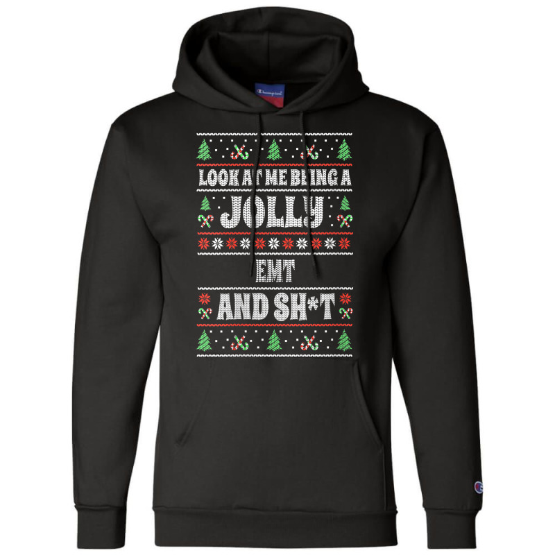 Womens Funny Emt Ugly Christmas Design Emergency Medical Technician V Champion Hoodie | Artistshot