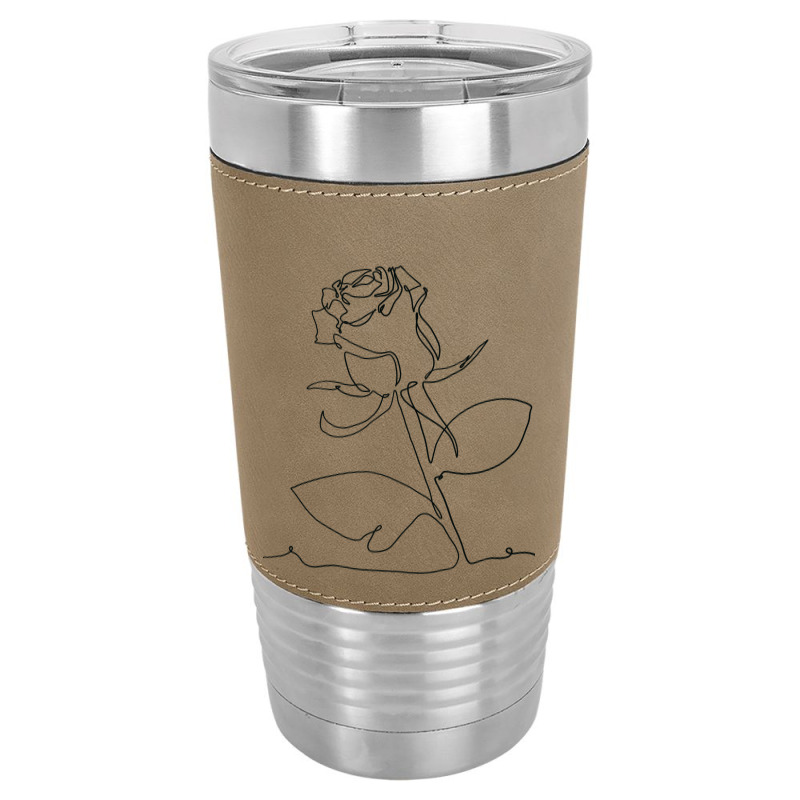 Rose Flower Plant One Line Art Leatherette Tumbler | Artistshot