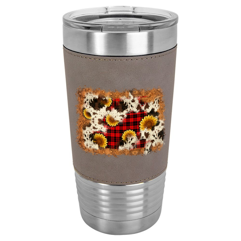 Christmas Cowhide Sunflower Background Leatherette Tumbler | Artistshot