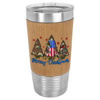 Camouflage Trees Merry Christmas Leatherette Tumbler | Artistshot