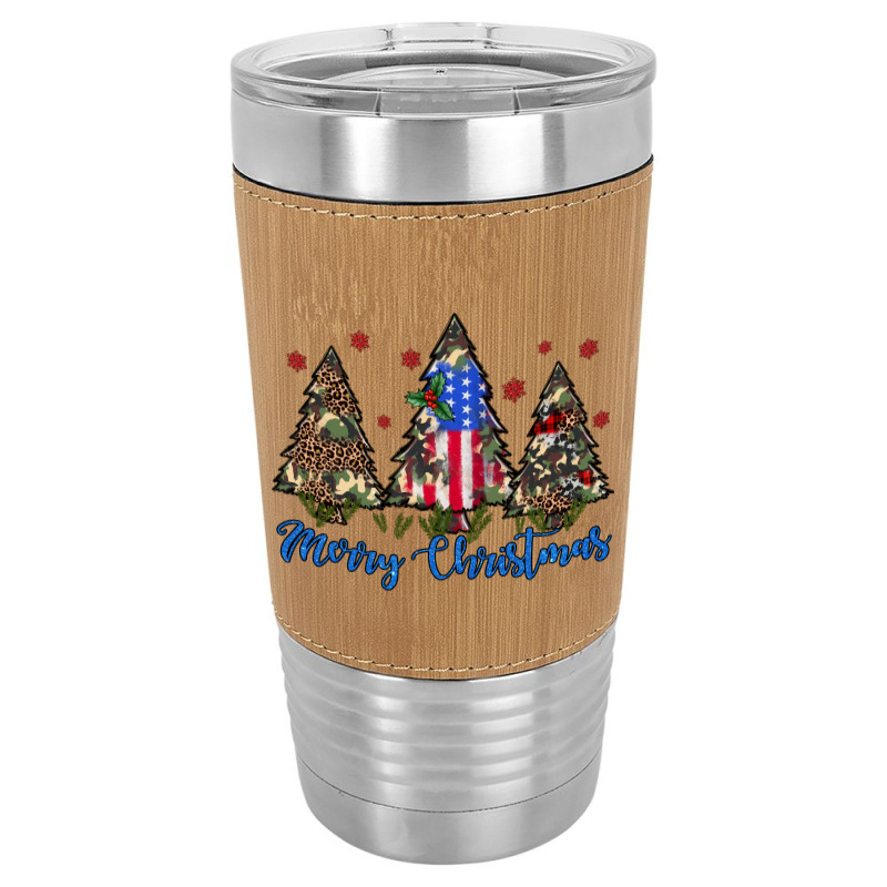 Camouflage Trees Merry Christmas Leatherette Tumbler | Artistshot