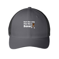 Gifts For Dog Lovers Funny Work Like A Dog Play Like A Boxer Mesh Cap | Artistshot