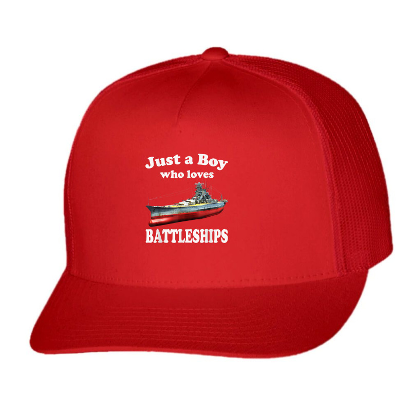 Just A Boy Who Loves Battleships & Ww2 Japanese Yamato Ship Trucker Cap by Juan-Design | Artistshot