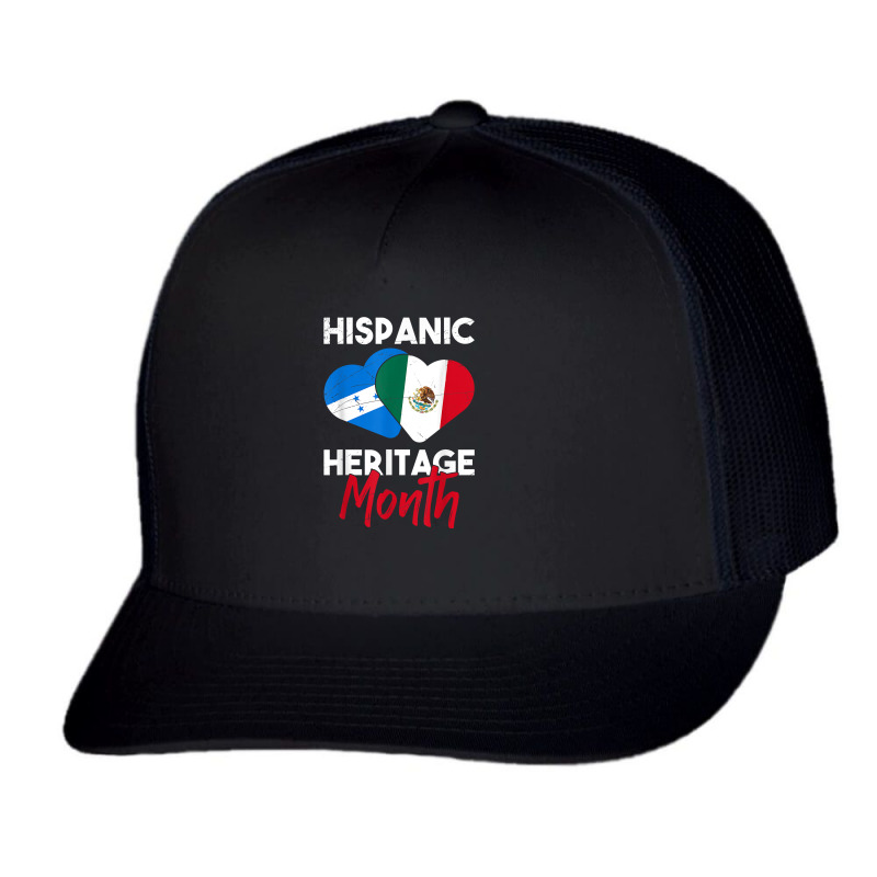 Latin Honduras Mexico Flag Heart Hispanic Heritage Month T Shirt Trucker Cap by vorgasofaguiarb | Artistshot