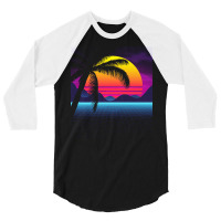 Synthwave T  Shirt Classic Palm Tree Sunset Synthwave T  Shirt 3/4 Sleeve Shirt | Artistshot