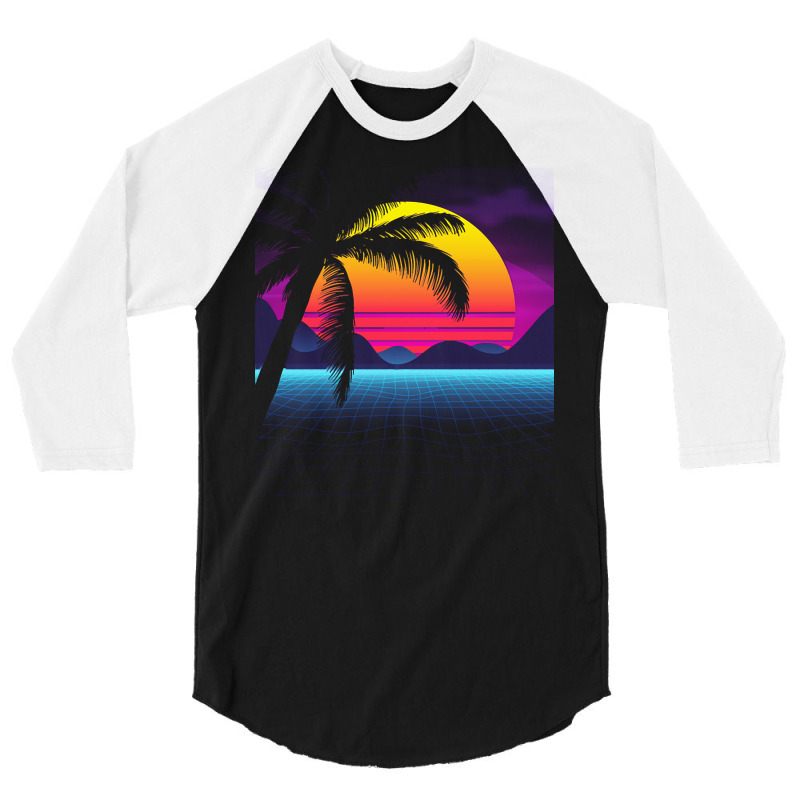 Synthwave T  Shirt Classic Palm Tree Sunset Synthwave T  Shirt 3/4 Sleeve Shirt by victorycanola | Artistshot