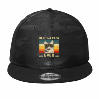 Best Cat Papa Ever  Vintage Retro Cat Dad Father Day Camo Snapback | Artistshot