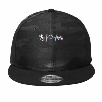 Italy Panama Flag Italian Panamanian Heartbeat T Shirt Camo Snapback | Artistshot