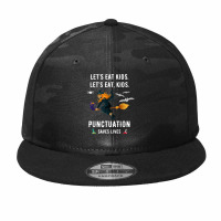 Teachers Halloween Funny Eat Kids Punctuation Saves Lives Camo Snapback | Artistshot