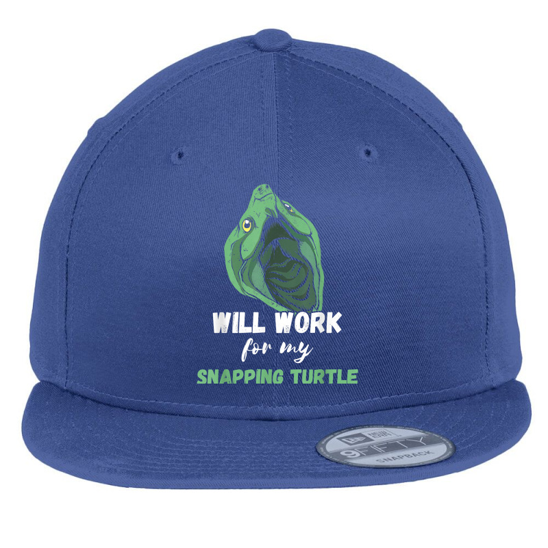 Snapping Turtle Will Work For Snapping Turtle Lover Reptile T Shirt Flat Bill Snapback Cap | Artistshot