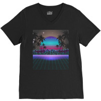 Synthwave T  Shirt Fascinating Dusk Retrowave T  Shirt V-neck Tee | Artistshot