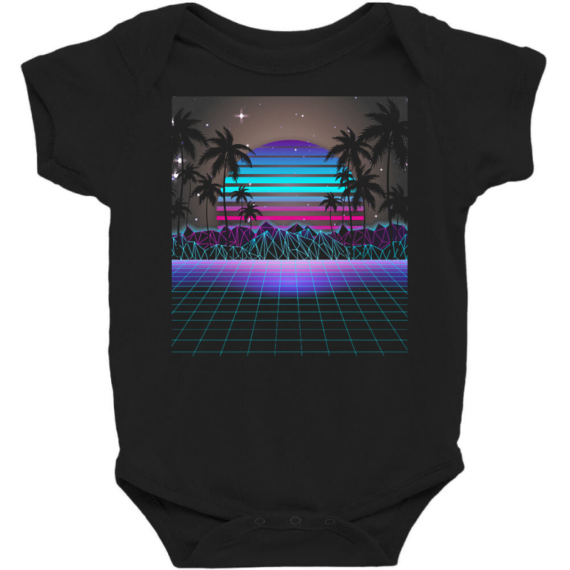 Synthwave T  Shirt Fascinating Dusk Retrowave T  Shirt Baby Bodysuit by victorycanola | Artistshot